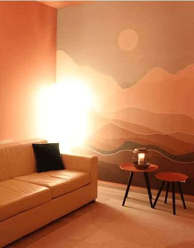 Espace de soin avec bougies et huiles essentielles